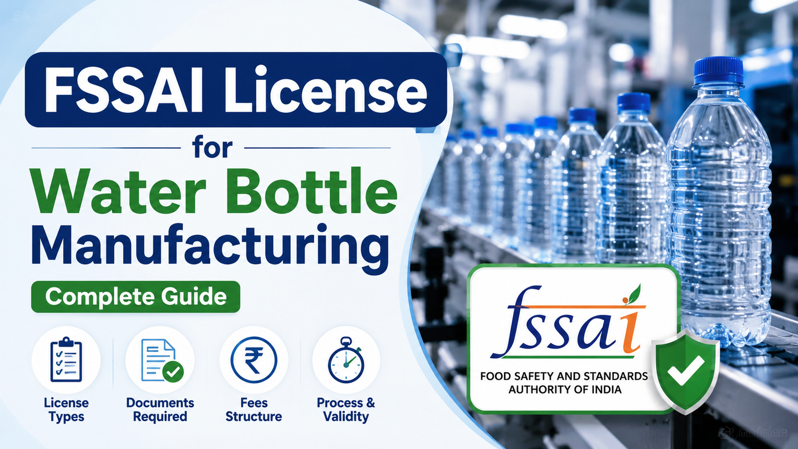 FSSAI License for Water Bottle Manufacturing | Apply Online | Documents